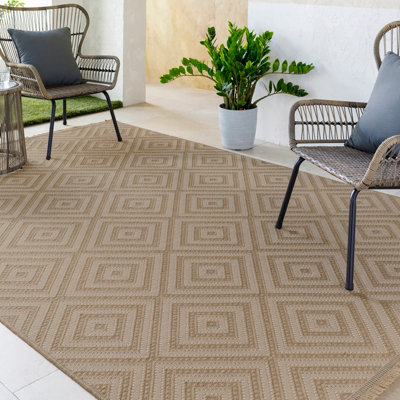 CHARDY Cottage Tan/Light Beige Machine Washable Jute Area Rug 118 x 170 cm