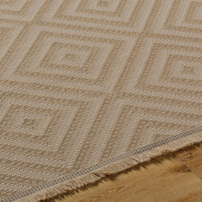 CHARDY Cottage Tan/Light Beige Machine Washable Jute Area Rug 118 x 170 cm