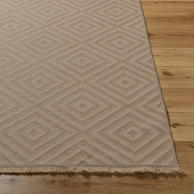 CHARDY Cottage Tan/Light Beige Machine Washable Jute Area Rug 118 x 170 cm