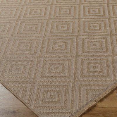 CHARDY Cottage Tan/Light Beige Machine Washable Jute Area Rug 118 x 170 cm