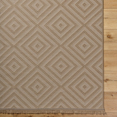 CHARDY Cottage Tan/Light Beige Machine Washable Jute Area Rug 118 x 170 cm