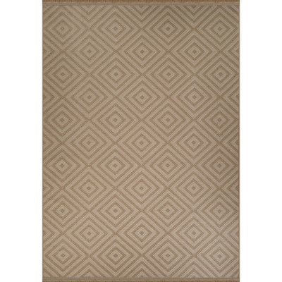 CHARDY Cottage Tan/Light Beige Machine Washable Jute Area Rug 158 x 213 cm