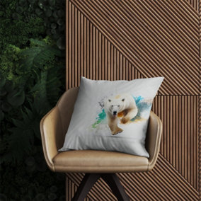 Charging Polar Bear Outdoor Cushion 60cm x 60cm