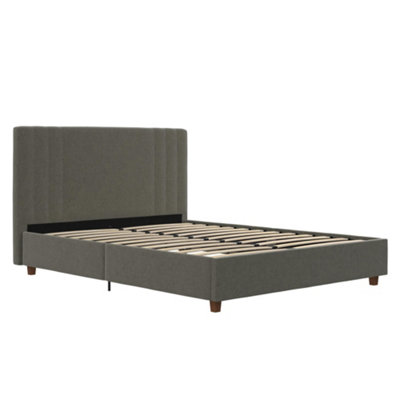 Charis Upholstered Bed Lgrey Linen King DIY at B&Q