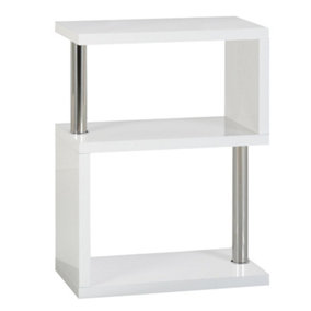 Charisma 3 Shelf Display Unit Bookcase White Gloss and Chrome Finish