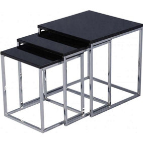 Charisma Nest of 3 Tables in Black Gloss Finish
