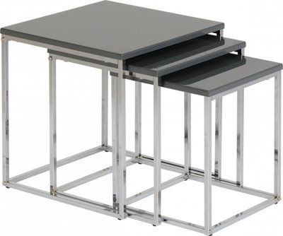 Charisma Nest of 3 Tables in Grey Gloss Finish