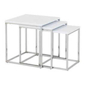 Charisma Nest of Tables - L40 x W40 x H42.5 cm - White Gloss/Chrome