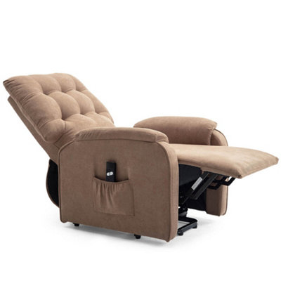 Charlbury Fabric Rise Recliner Armchair Electric Lift Chair (Brown)