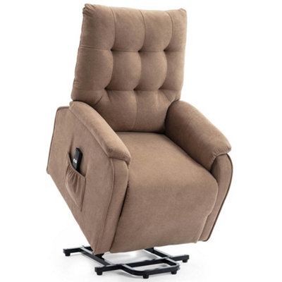Charlbury Fabric Rise Recliner Armchair Electric Lift Chair (Brown)