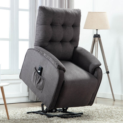 CHARLBURY FABRIC RISE RECLINER ARMCHAIR ELECTRIC LIFT CHAIR (Charcoal