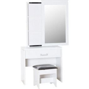 Charles 1 Drawer Dressing Table White Finish and Black Faux Leather
