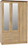 Charles 3 Door 2 Drawer Mirrored Wardrobe Oak Effect Veneer