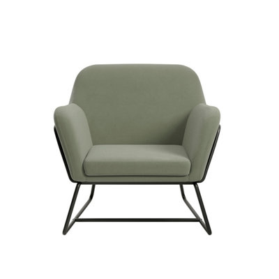 CHARLES ARMCHAIR SAGE VELVET / MATTE BLACK