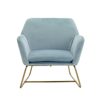 Charles Armchair Sky Blue Gold Frame