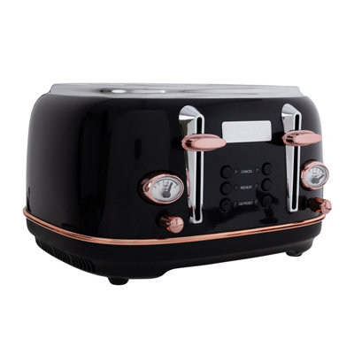 Charles Bentley 1.7L Kettle & 4 Slice Toaster Set Black & Rose Gold Fast Boil - 5