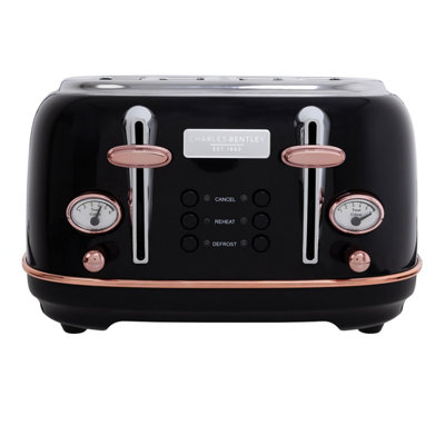 Charles Bentley 1.7L Kettle & 4 Slice Toaster Set Black & Rose Gold Fast Boil - 6