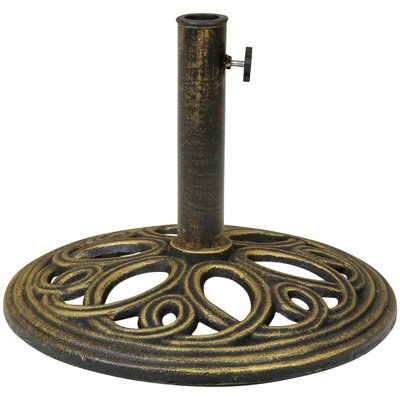 Charles Bentley 12kg Cast Iron Round Patio Umbrella Parasol Base Stand - Bronze