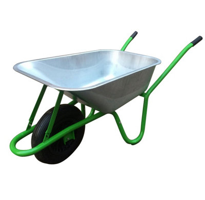 Charles Bentley 145kg Galvanised Wheelbarrow with Pneumatic Wheel