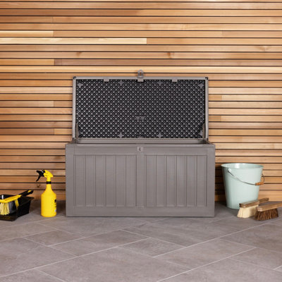 Charles Bentley 190L Outdoor Garden Plastic Storage Box, Grey