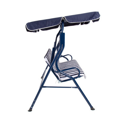 Charles Bentley 2-3 Seater Garden Patio Swing Seat Hammock Chair - Blue Striped - 3