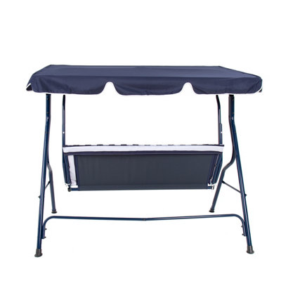 Charles Bentley 2-3 Seater Garden Patio Swing Seat Hammock Chair - Blue Striped - 4
