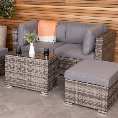 Charles Bentley 2/3 Seater Multi-Use Rattan Lounge Set Love Seat