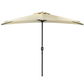 Charles Bentley 2.7m Beige Metal Garden Balcony Umbrella With Crank Function