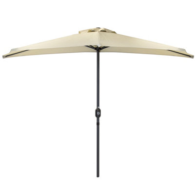 Charles Bentley 2.7m Beige Metal Garden Balcony Umbrella With Crank Function - 3