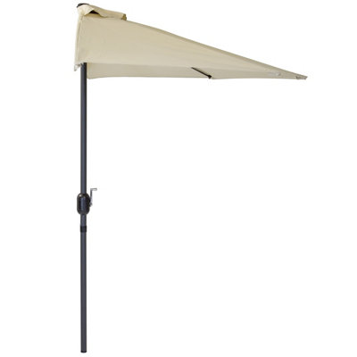 Charles Bentley 2.7m Beige Metal Garden Balcony Umbrella With Crank Function - 5