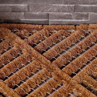 Charles Bentley 23" Natural Coir & Wire Boot Scraper Twist Door Mat 40x60cm