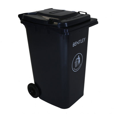 Charles Bentley 240 Litre Black Wheelie Bin - Weatherproof and durable