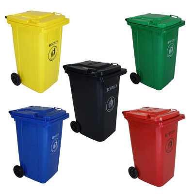 Charles Bentley 240 Litre Black Wheelie Bin - Weatherproof and durable