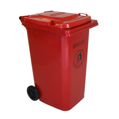 Charles Bentley 240 Litre Red Wheelie Bin - Weatherproof and durable