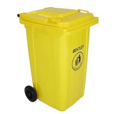 Charles Bentley 240 Litre Yellow Wheelie Bin - Weatherproof and durable