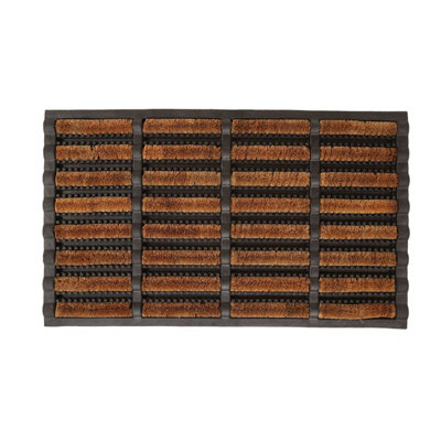 Charles Bentley 29.5" Natural Coir and Rubber Boot Scraper Door Mat 45x75cm