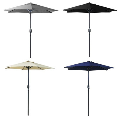 Charles Bentley 2m Garden Patio Market Umbrella Parasol Crank Function Beige - 4
