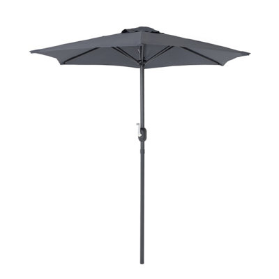 Charles Bentley 2m Garden Patio Market Umbrella Parasol Crank Function Grey