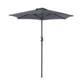 Charles Bentley 2m Garden Patio Market Umbrella Parasol Crank Function Grey