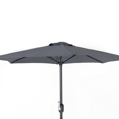 Charles Bentley 2m Garden Patio Market Umbrella Parasol Crank Function Grey