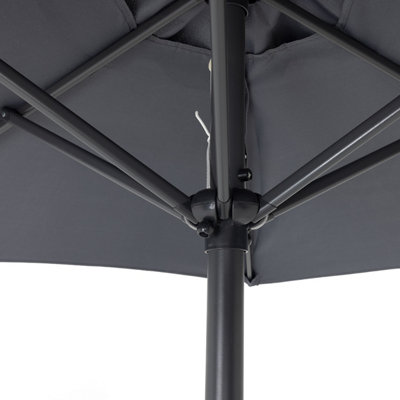 Charles Bentley 2m Garden Patio Market Umbrella Parasol Crank Function Grey - 3