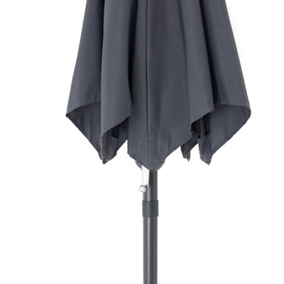 Charles Bentley 2m Garden Patio Market Umbrella Parasol Crank Function Grey - 7
