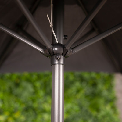 Charles Bentley 2m Garden Patio Market Umbrella Parasol Crank Function Grey - 5
