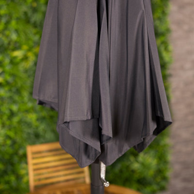 Charles Bentley 2m Garden Patio Market Umbrella Parasol Crank Function Grey - 8