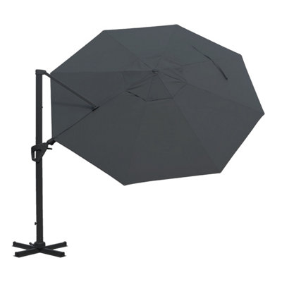 Charles Bentley 3.5m Premium Quality Cantilever Umbrella Parasol Grey - 3