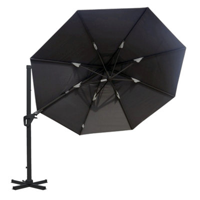Charles Bentley 3.5m Premium Quality Cantilever Umbrella Parasol Grey - 4