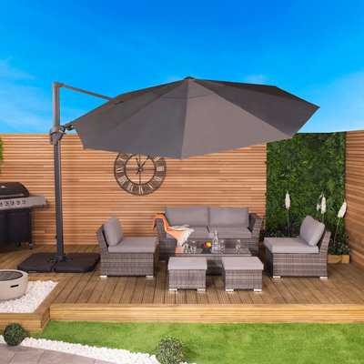 Charles Bentley 3.5m Premium Quality Cantilever Umbrella Parasol Grey - 6