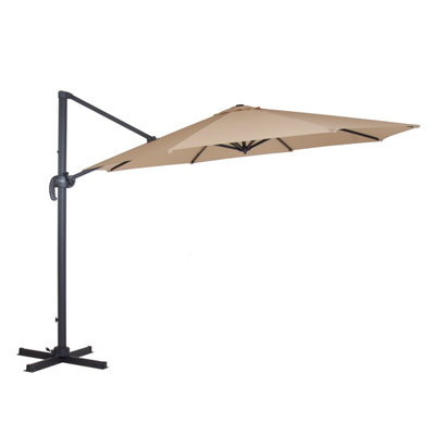 Charles Bentley 3.5m X-Large Hanging Banana Umbrella Parasol Beige