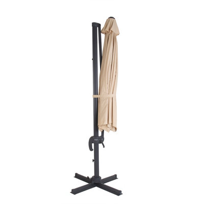 Charles Bentley 3.5m X-Large Hanging Banana Umbrella Parasol Beige - 3