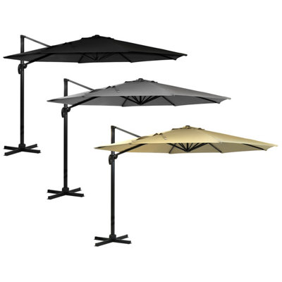 Charles Bentley 3.5m X-Large Hanging Banana Umbrella Parasol Beige - 6